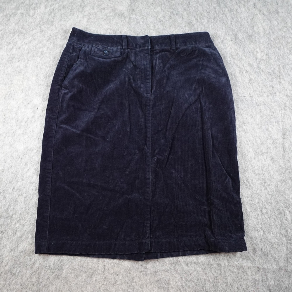 LL Bean Skirt Womens 8 Navy Blue Corduroy‎ Classic Fit Cotton Knee Length